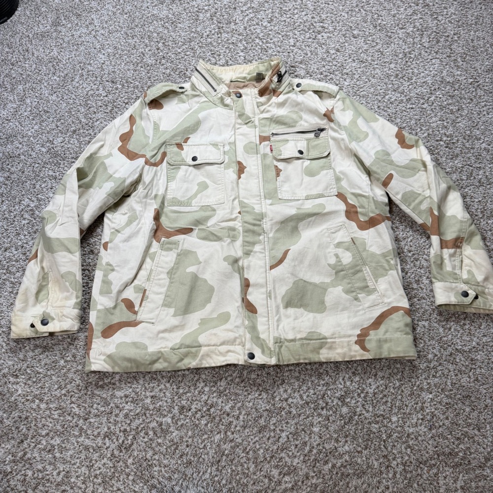 Levi Strauss & Co Field Jacket Men's XXL Tan Camo Utility Military Multi Pocket